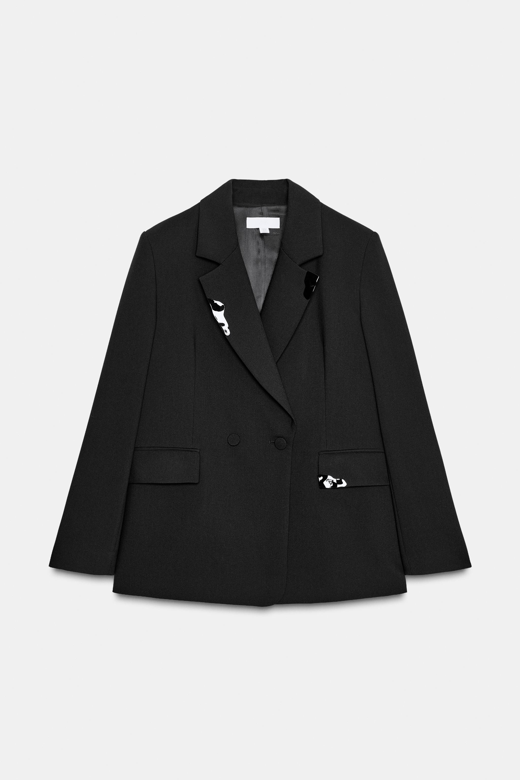 OVERSIZE DOUBLE-BREASTED BLAZER WITH LAPEL APPLIQUÉS | Zara UK