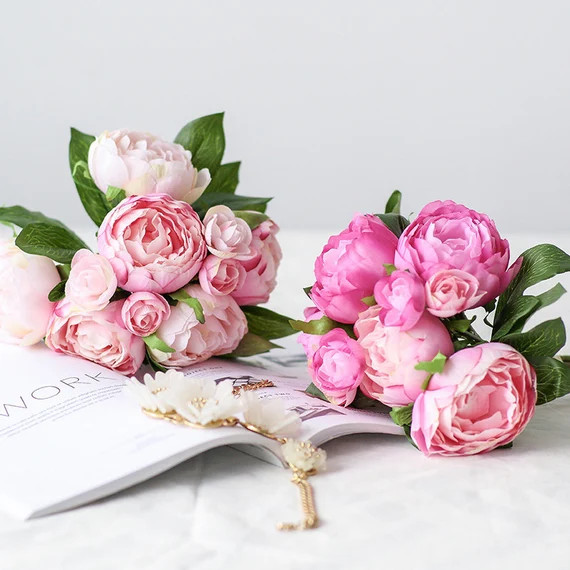 Artificial Peony Bouquet 14" Tall | Etsy (US)