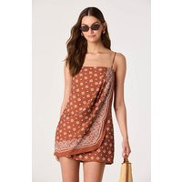 ASTR the Label | Scarlett Faux Wrap Mini Dress in Mahogany |  Size S | ASTR The Label (US)