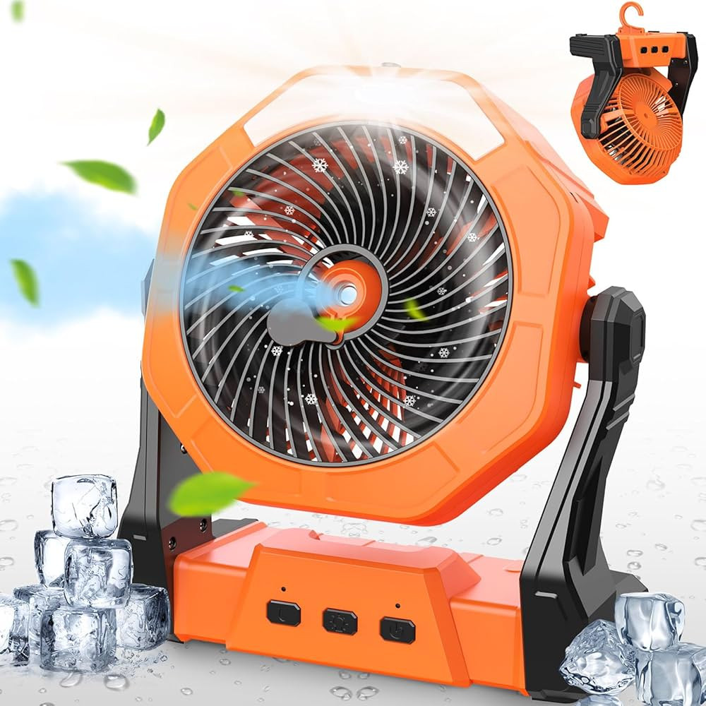 Camping Fan, Misting Fan Portable with Light & 250ml Water Tank, 10000mAh 8 Inch Battery Operated... | Amazon (US)