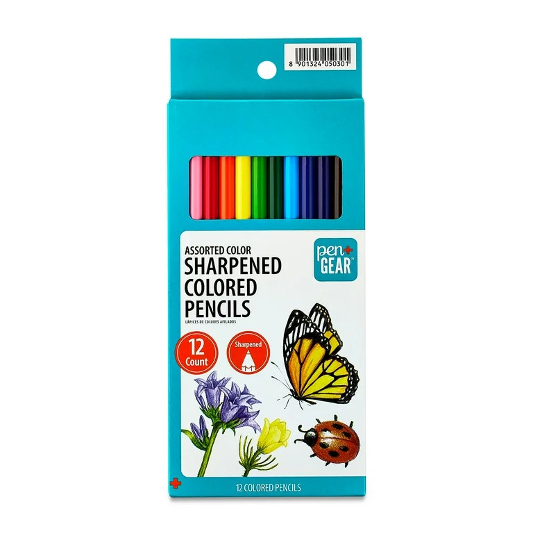 Pen+Gear Sharpened Colored Pencils, Assorted Colors, 12 Count | Walmart (US)