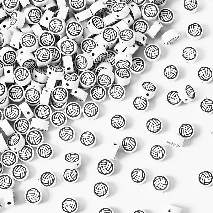 300Pcs Volleyball Polymer Clay Beads 10mm Sport Clay Beads Charms for Bracelets Necklaces Earring... | Amazon (US)