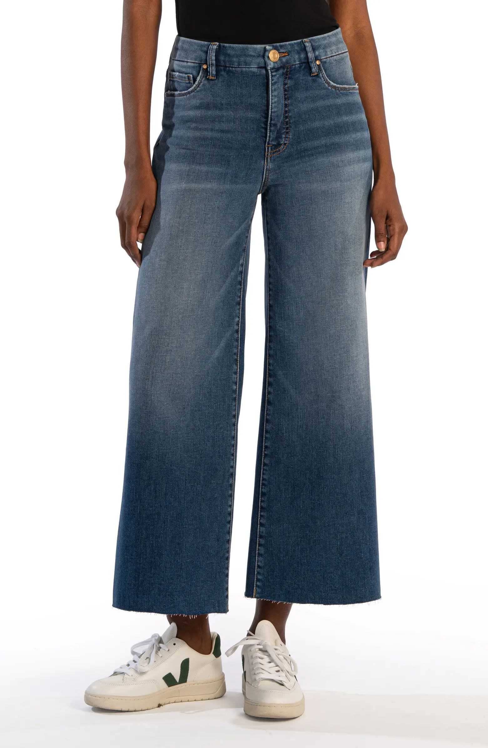 KUT from the Kloth Meg High Waist Raw Hem Ankle Wide Leg Jeans | Nordstrom | Nordstrom