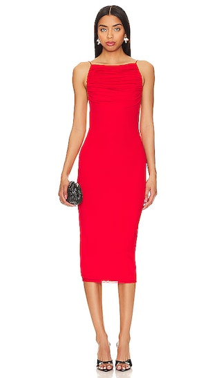 Myra Midi Dress in Bright Red | Revolve Clothing (Global)