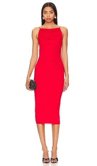 Myra Midi Dress in Bright Red | Revolve Clothing (Global)