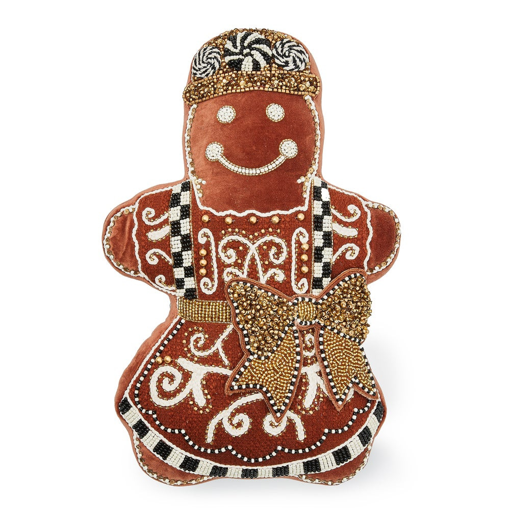 Gingerbread Girl Shaped Throw Pillow | MacKenzie-Childs