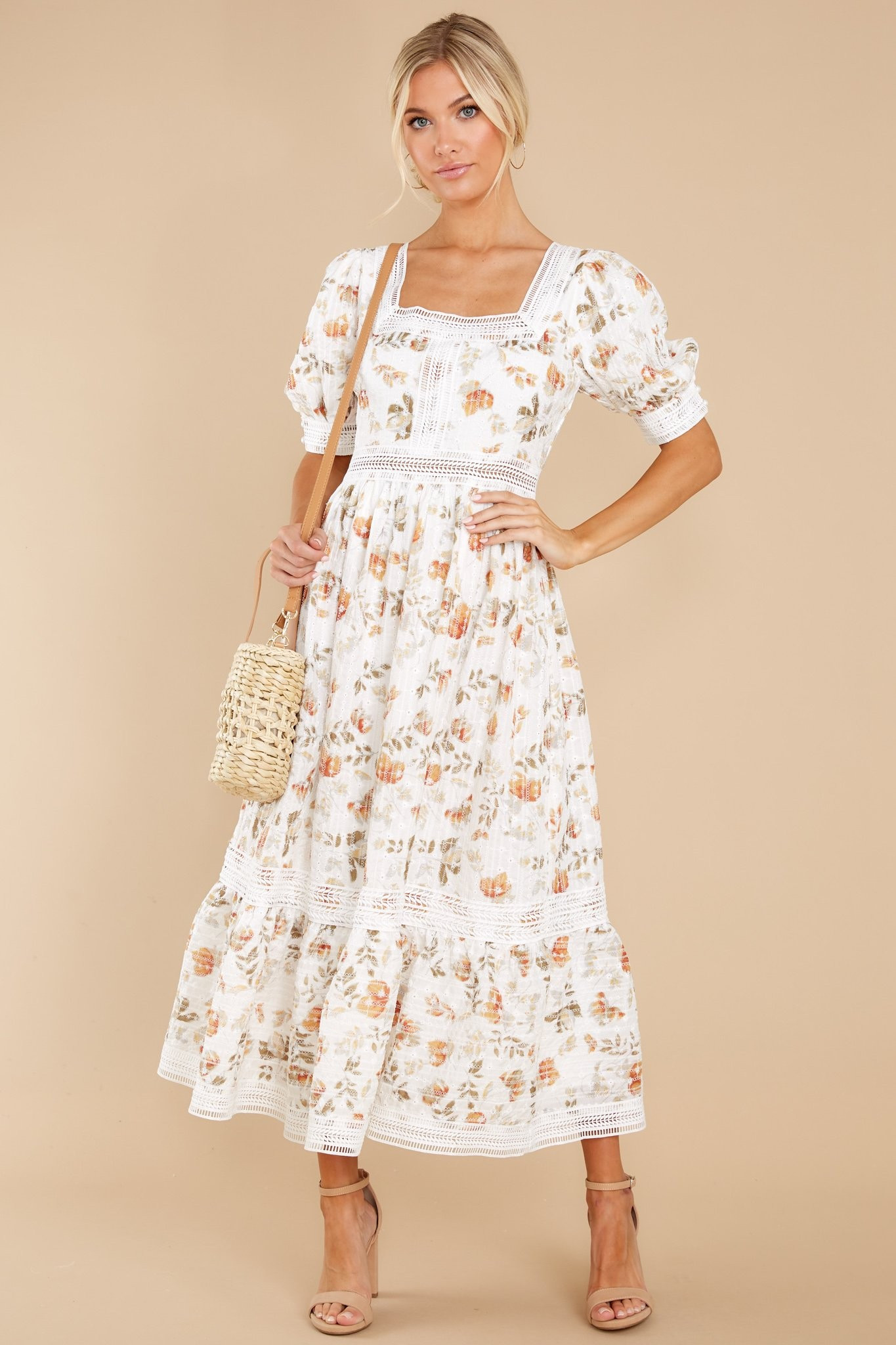 Making A Memory White Floral Print Maxi Dress | Red Dress 