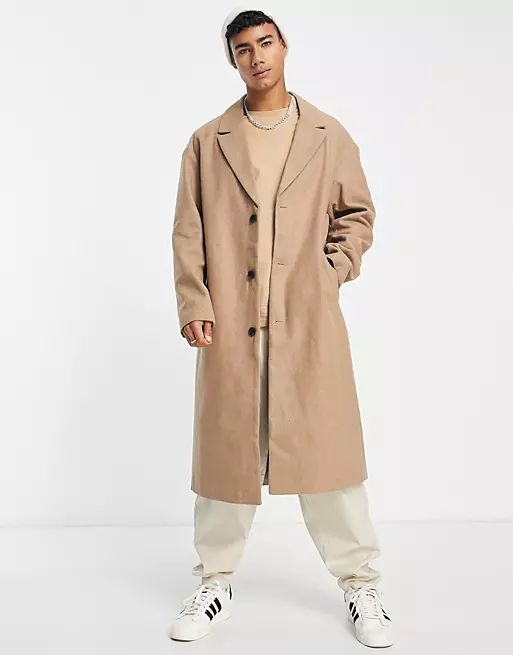 New Look overcoat with wool in camel | ASOS (Global)