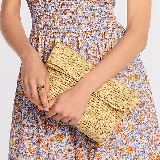 Raffia foldover clutch bag | J. Crew US
