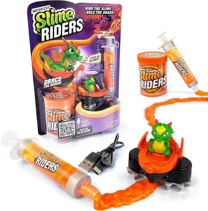 Slime Riders Motorized Rechargeable Toy Car with Slime Road Race Track Builder - (Draco the Drago... | Amazon (US)