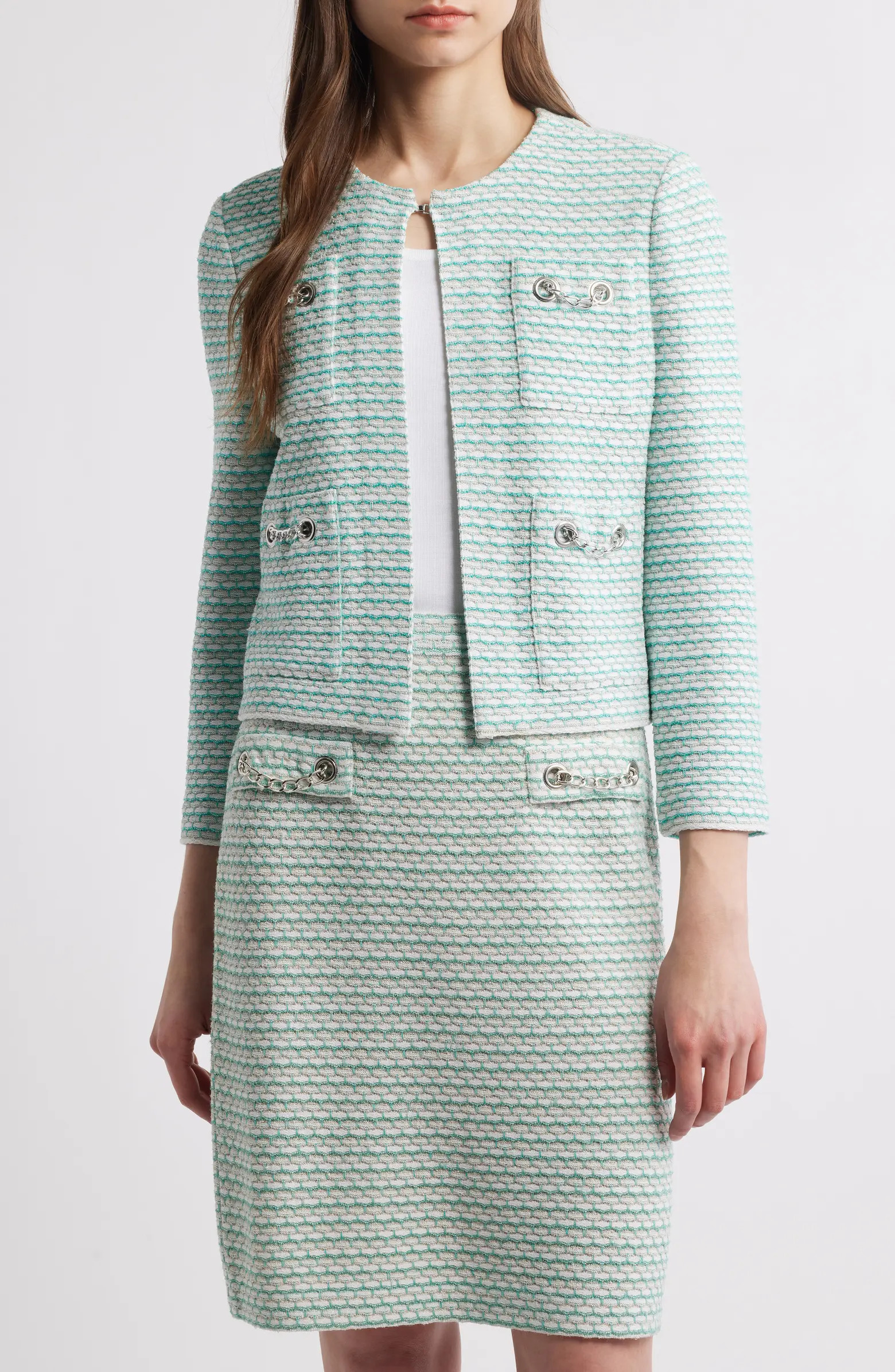x Tanya Foster Heritage Fit Textured Stitch Knit Jacket | Nordstrom