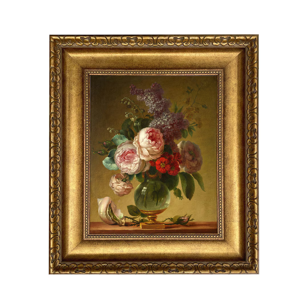 Floral Still Life With Lilacs and Peonies Framed Oil Painting Print on Canvas - Etsy | Etsy (US)