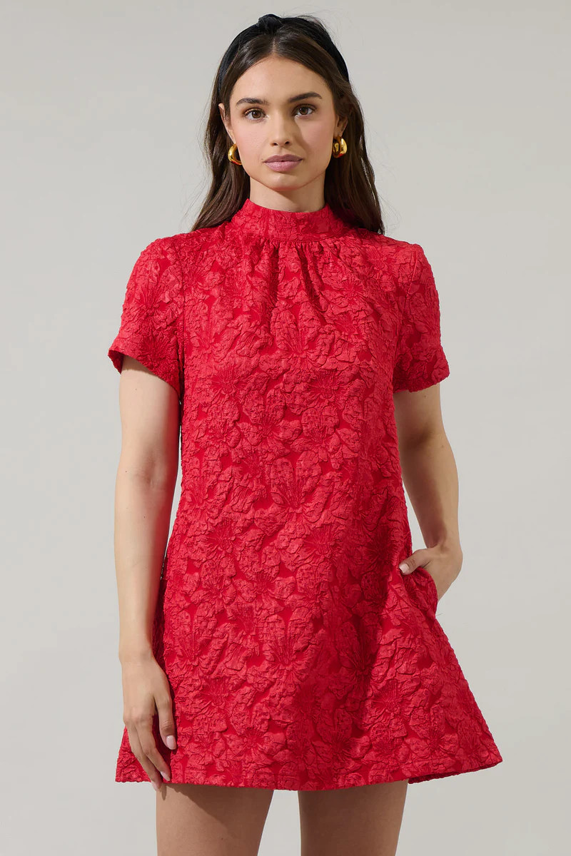 Arielle Jacquard Nova Back Bow Tie Mini Dress | Sugarlips