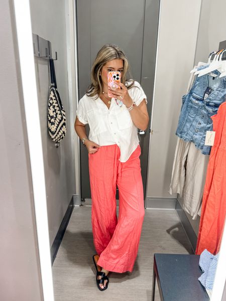 Target try on size 8. Midsize Target fashion finds. Summer mom outfits on a size eight. 
Linen button down top runs a bit big (size down in between), linen pants also run slightly large (size down in between. 

@targetstyle @target #target #targetstyle #targetfinds 

#LTKFindsUnder50 #LTKMidsize #LTKSaleAlert