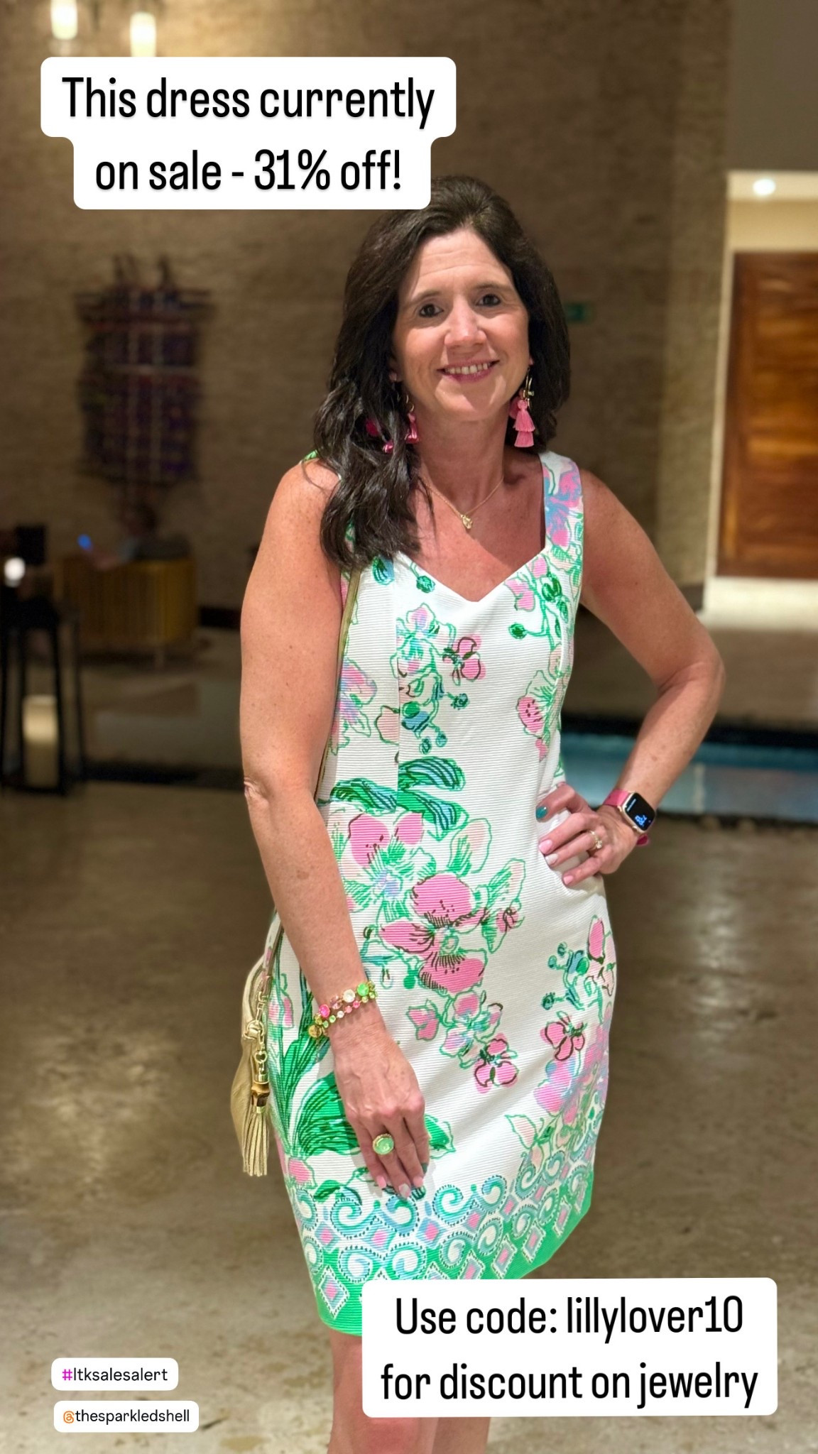 Sale! 

This is a newer spring release dress and is currently on sale for 31%! 

Shop this dress and other styles before they sell out! 

Jewelry matches perfectly!
Use code: lillylover10 to get a discount 

#LTKBeauty #LTKWorkwear #LTKTravel #LTKOver40 

Lilly Pulitzer, dress, wedding guest dress, vacation dress, resort dress, special occasion dress, the sparkled shell, summer jewelry, summer accessories,



#LTKSeasonal #LTKWedding #LTKStyleTip
