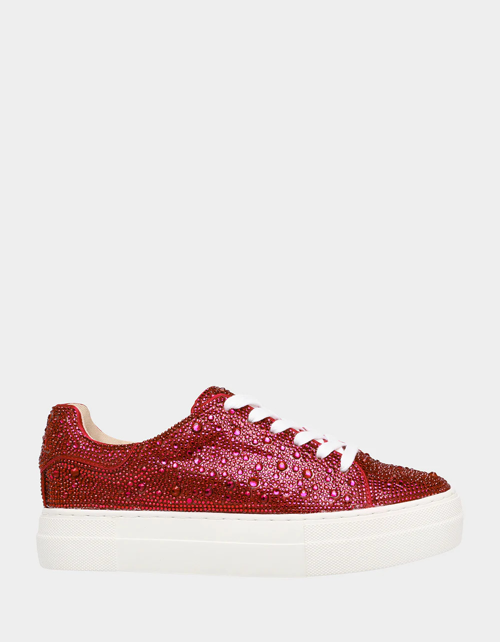 SIDNY RED Rhinestone Sneaker | Women’s Lace Up Sneakers | Betsey Johnson