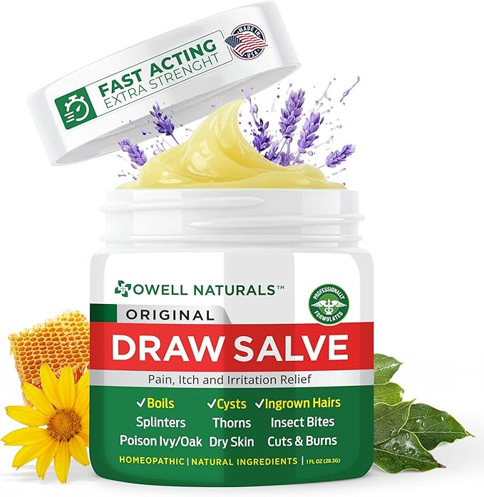 OWELL Naturals Drawing Salve Ointment for Boil & Cyst Removal, Deep Ingrown Hair, Splinter Remove... | Amazon (US)