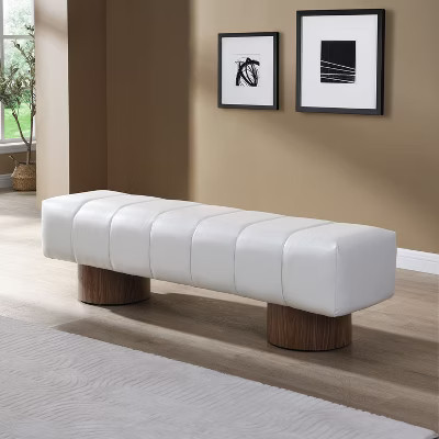 NicBex 64" PU Entryway Bench,No-Assembly Dining Bench with Wood Legs,End of Bed Bench for Living Room,Bedroom&Entryway,Beige | Target