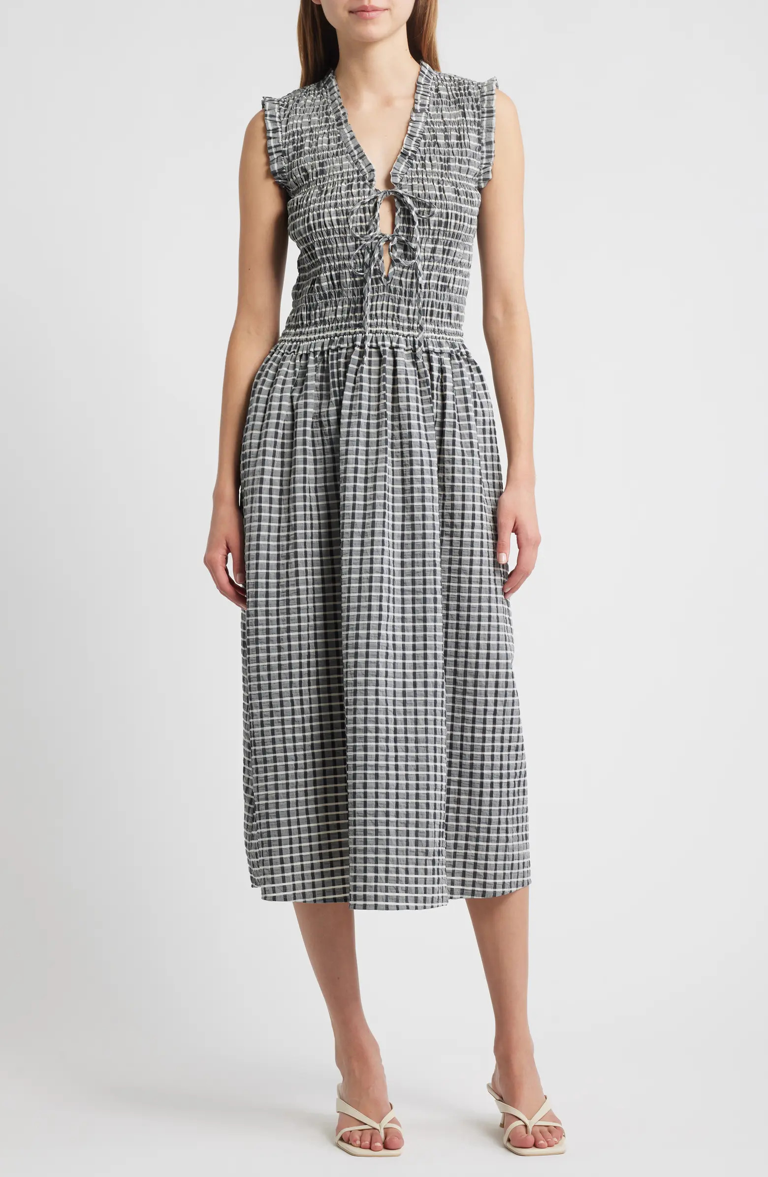 Rails Adine Check Seersucker Midi Sundress | Nordstrom | Nordstrom