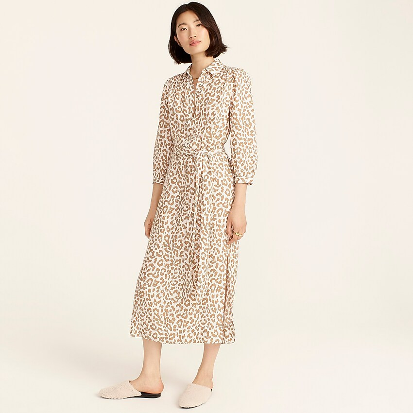 Tie-waist shirtdress in bold leopard | J. Crew US