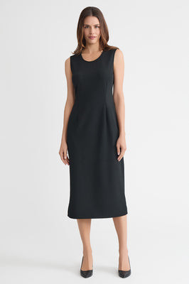 Stretch Deco Crepe Sheath Midi Dress, Black | Ming Wang
