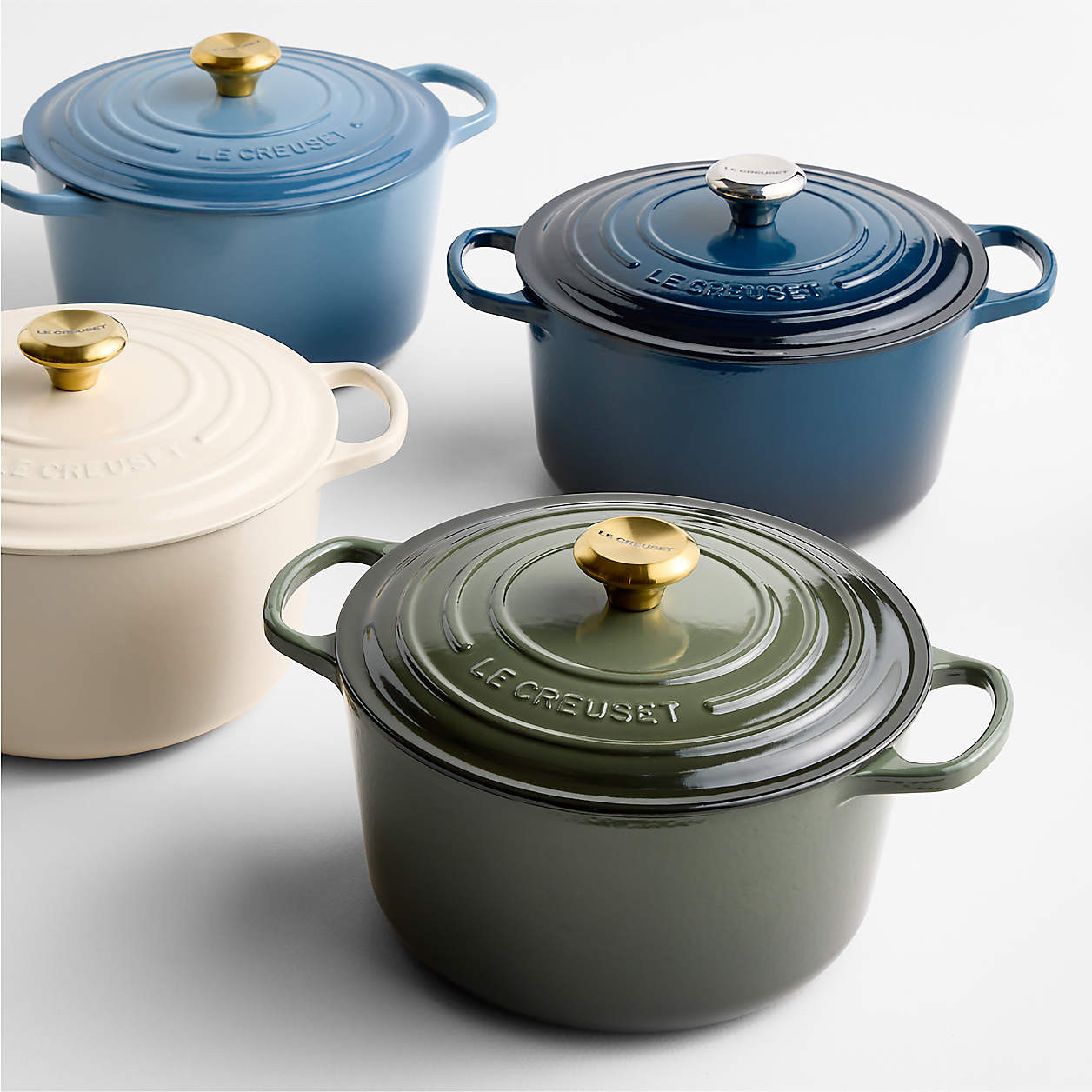 Le Creuset Signature 6.5-Qt. Chambray Enameled Cast Iron Deep Round Dutch Oven + Reviews | Crate ... | Crate & Barrel