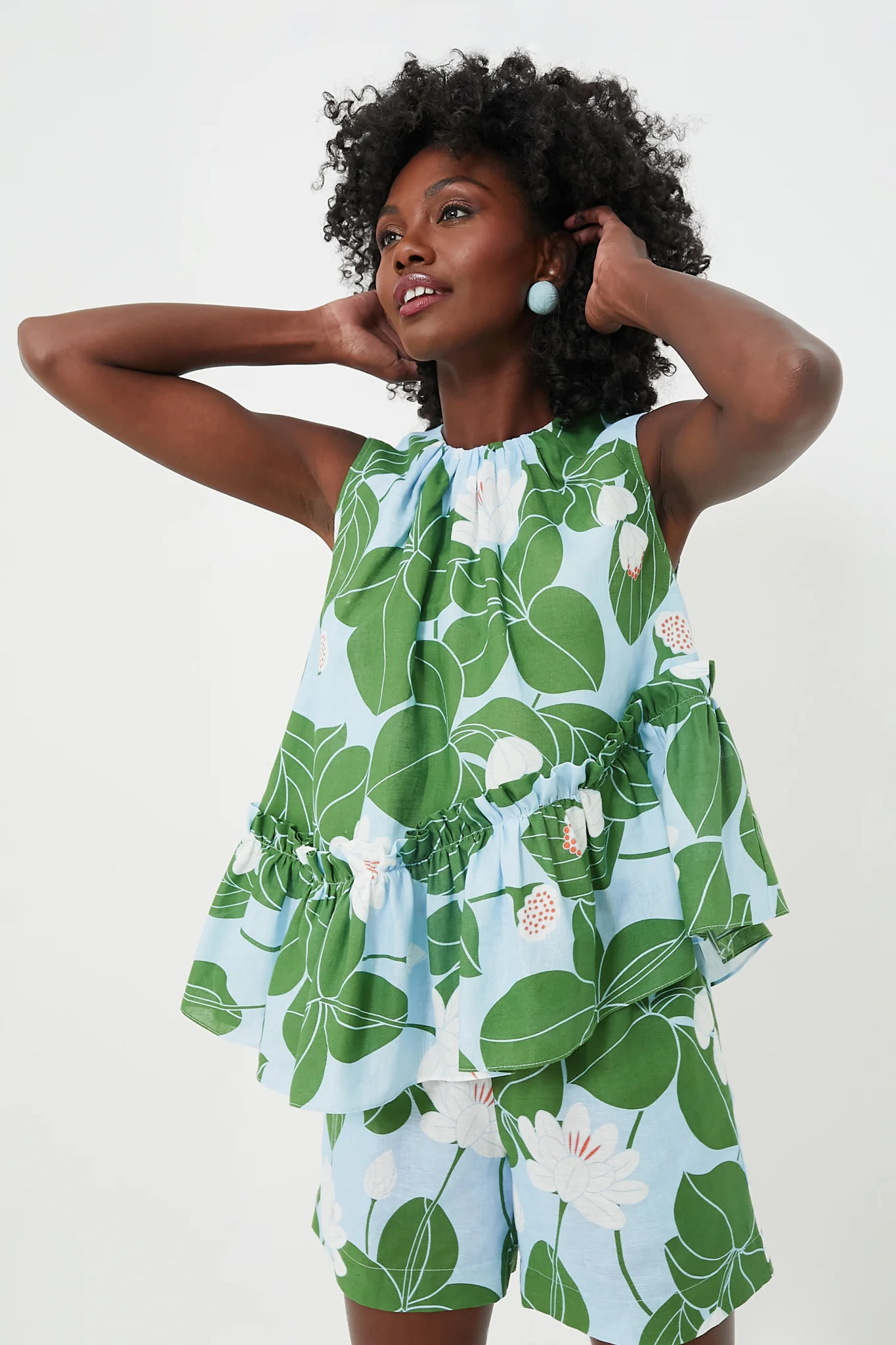 Green Waterlily Alora Linen Top | Tuckernuck (US)
