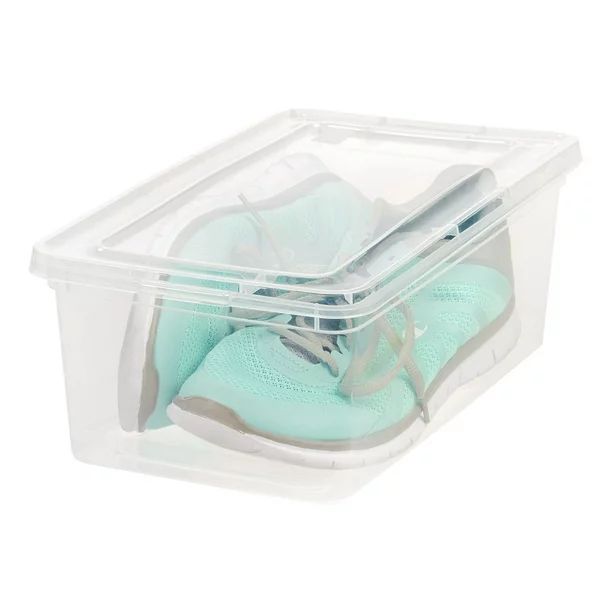 Mainstays 5 Quart Stackable Plastic Lidded Closet Organizer Box - Clear - Set of 20 | Walmart (US)