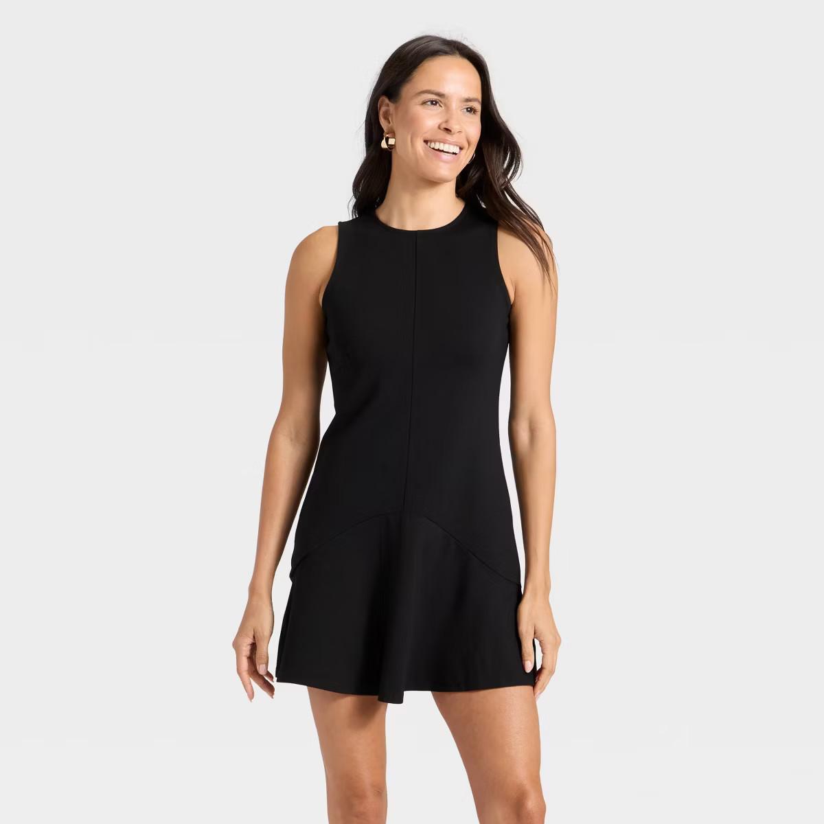 Women's Seam Detail Ponte Knit Flounce Mini Dress - A New Day™ Black XS | Target