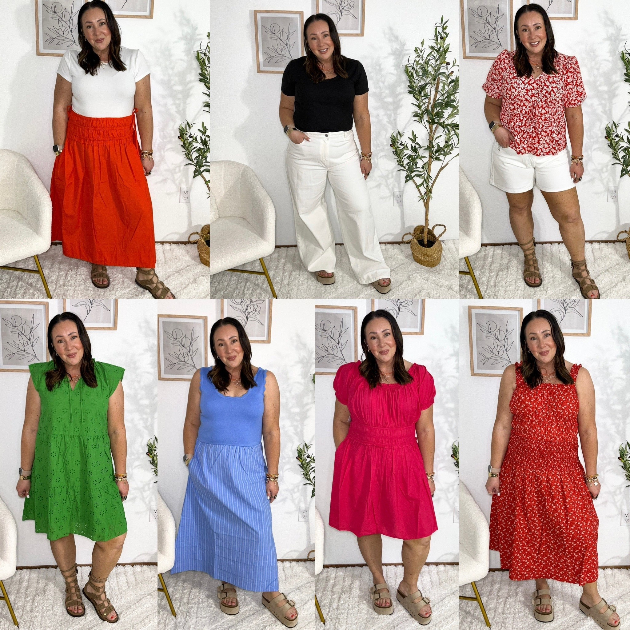 Walmart order! Large dresses except the mini peasant style. XL in that one. XL ribbed scoop neck tee. Size 18 denim shorts and jeans. Large skirt. Sandals run true to size.  

#LTKOver40 #LTKSeasonal #LTKMidsize