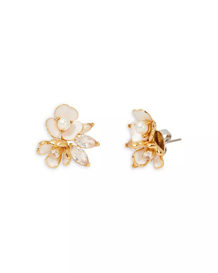 Bouquet Toss Cubic Zirconia & Imitation Pearl Cluster Flower Stud Earrings in Gold Tone | Bloomingdale's (US)
