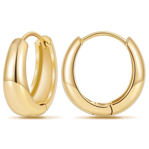 micuco Gold Hoop Earrings for Women, Gold Chunky Hollow Thick Hoops Earrings for Women | Amazon (US)