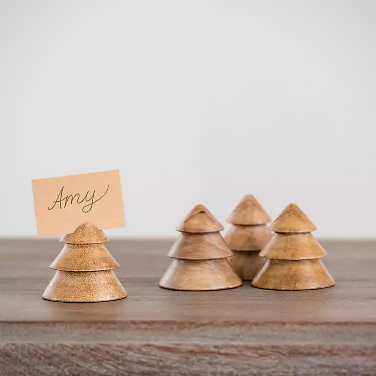 Wooden Christmas Tree Place Card Holders, Set of 4 | Kirkland's Home