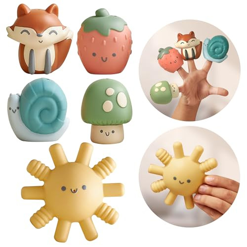 Itzy Ritzy Finger Puppet Bath Toy Set, 5-Piece Sensory Toy Set (Multicolor) | Amazon (US)