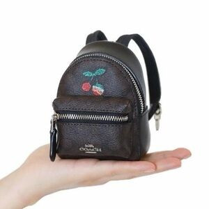 Coach Mini Backpack Charm Keychain Cherry Print Brown Canvas F31895 NWT | Poshmark