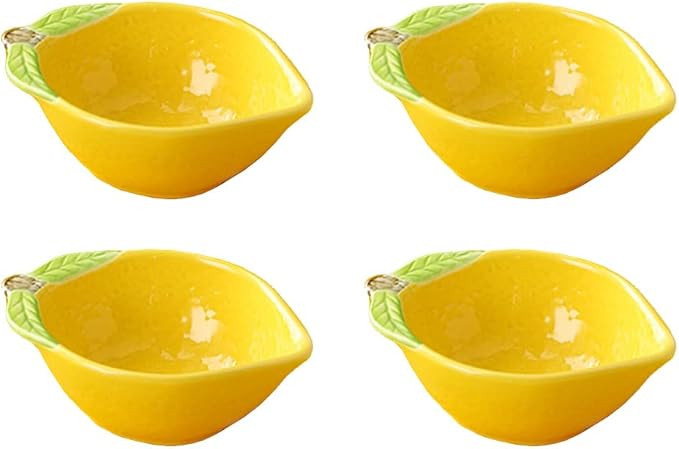4pcs Ceramic Appetizer Plates Lemon Shape Side Dishes Seasoning Plates | Amazon (US)