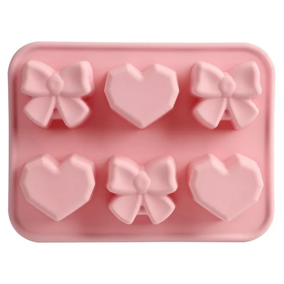 Silicone Cupcake, Muffin, Cakelet 6-Cavity Baking Pan, Heart & Butterfly, Way to Celebrate, Pink | Walmart (US)