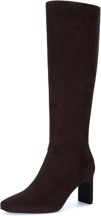 Athlefit Knee High Boots for Women Square Toe Chunky Heeled Tall Boots with Side Zipper | Amazon (US)
