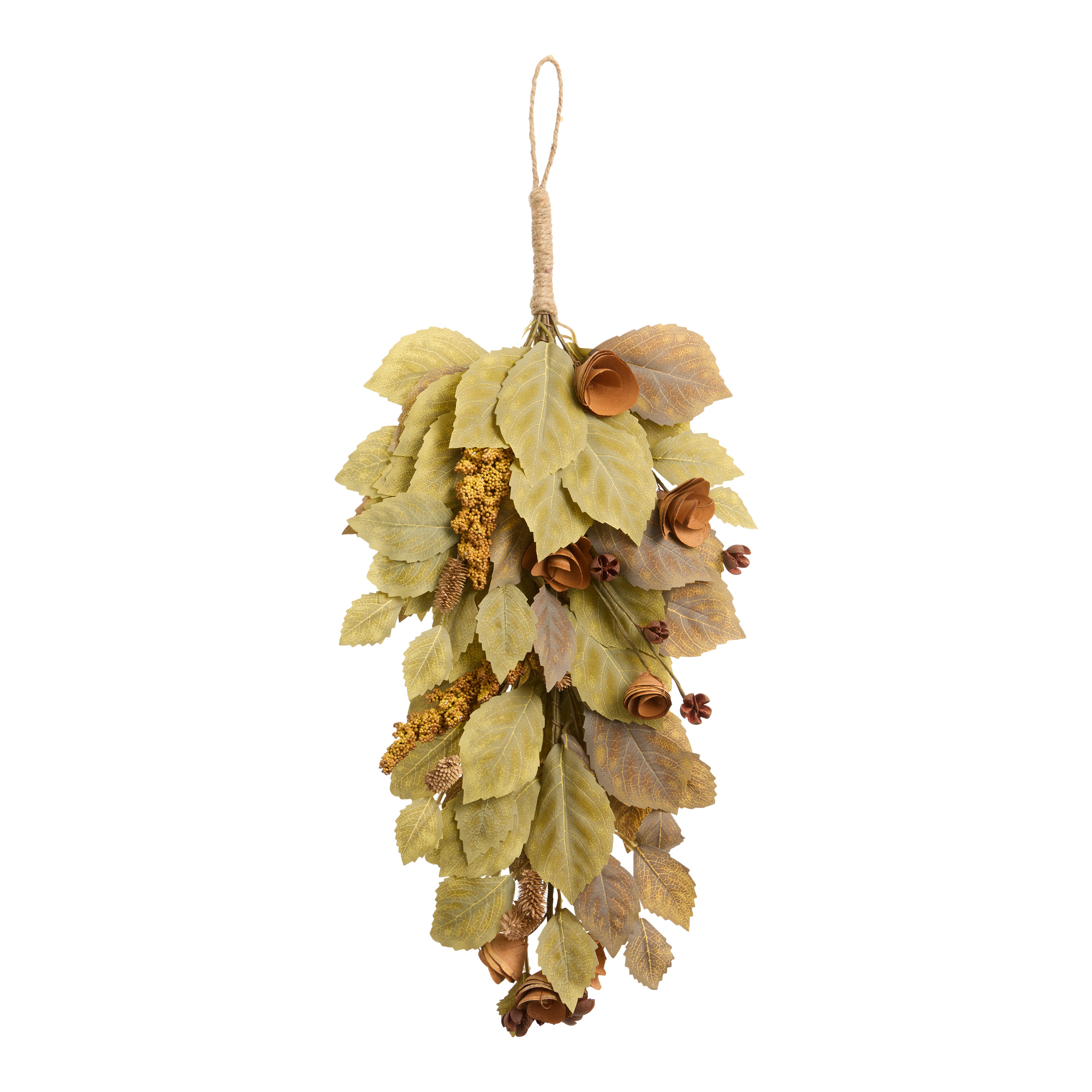 Wood Curl Flower and Faux Greenery Swag | World Market