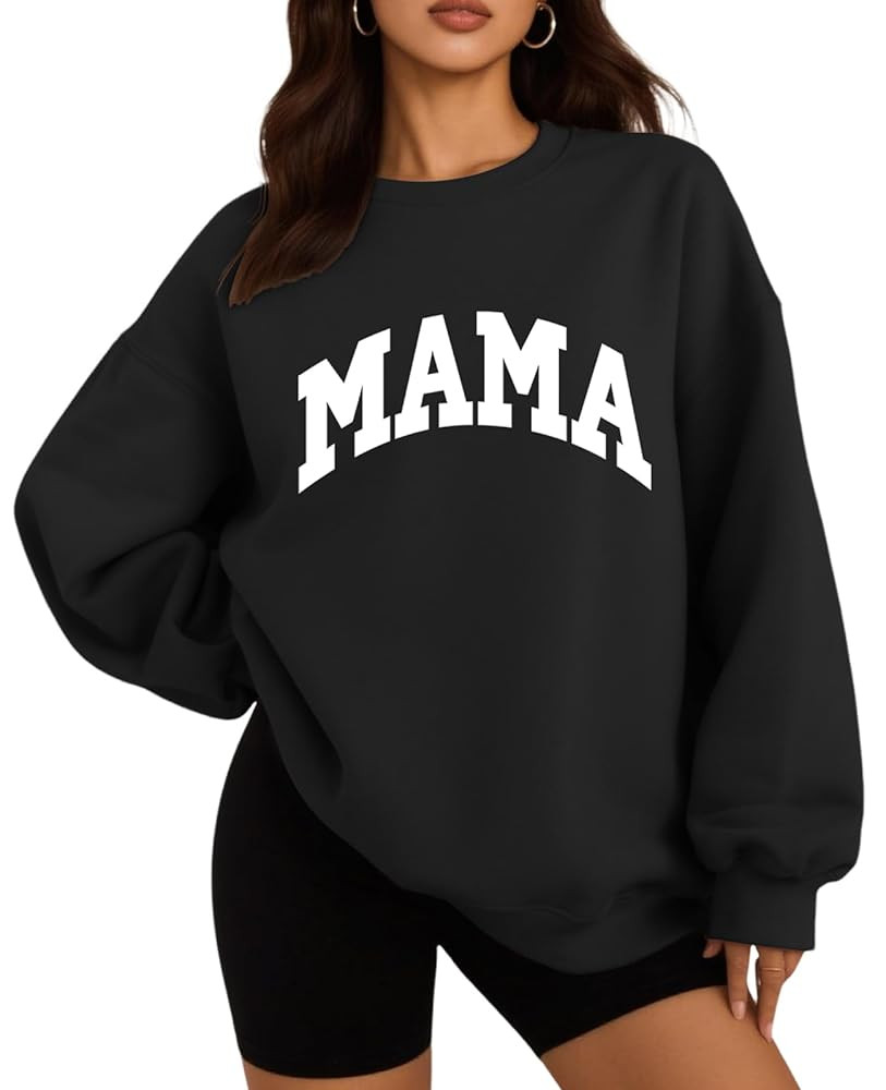 Mama Sweatshirts Oversized Crewneck Long Sleeve Graphic Sweatshirt for Women Casual Loose Fit Pul... | Amazon (US)