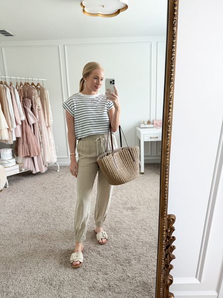 How fun are the linen joggers from Target?! You can dress them up or down! I have them paired with my Spanx AirEssentials top and Target slides for a casual look. Wearing size small. Summer outfits // travel outfits // casual outfits // daytime outfits // Spanx tops // Spanx AirEssentials // Target finds // Target fashion 

#LTKTravel #LTKSeasonal #LTKStyleTip