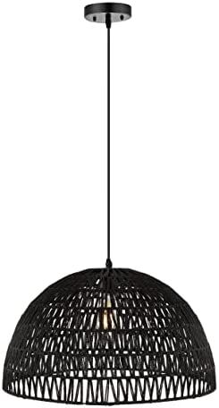 JONATHAN Y JYL6504C Campana 20" 1-Light Bohemian Modern Woven Rattan/Iron LED Pendant Farmhouse C... | Amazon (US)