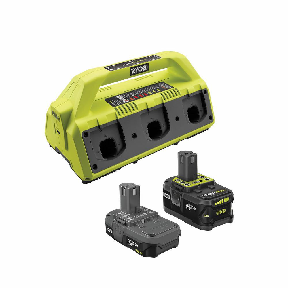 RYOBI ONE+ 18V Super Charger Kit with (1) 1.5 Ah Battery and (1) 4.0 Ah Battery-P2020 - The Home ... | The Home Depot