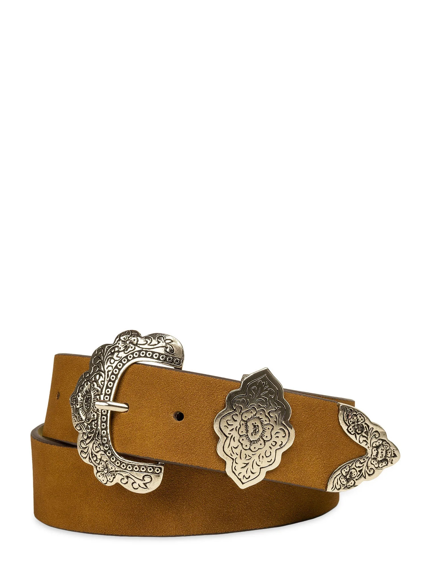 Time and Tru Women's Western Faux Suede Belt, Tan | Walmart (US)
