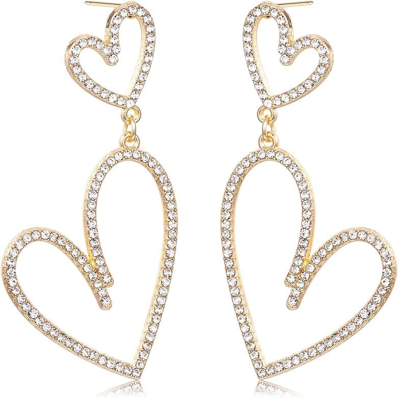 MODRSA Heart Earrings for Women Red Heart Earrings Heart Hoop Earrings Gold Heart Earrings Dangle... | Amazon (US)