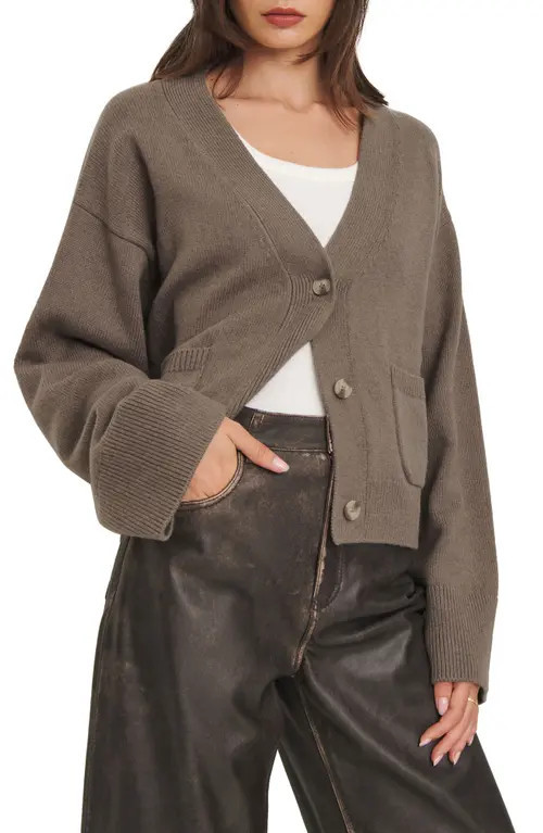 Reformation Hayes Organic Cotton & Recycled Cashmere Cardigan in Shitake at Nordstrom, Size Small | Nordstrom