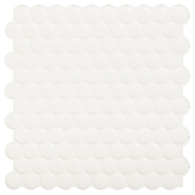Smart Tiles Peel and Stick Backsplash Penny Romy 4-Pack White 9-in x 9-in Glossy Resin Penny Roun... | Lowe's