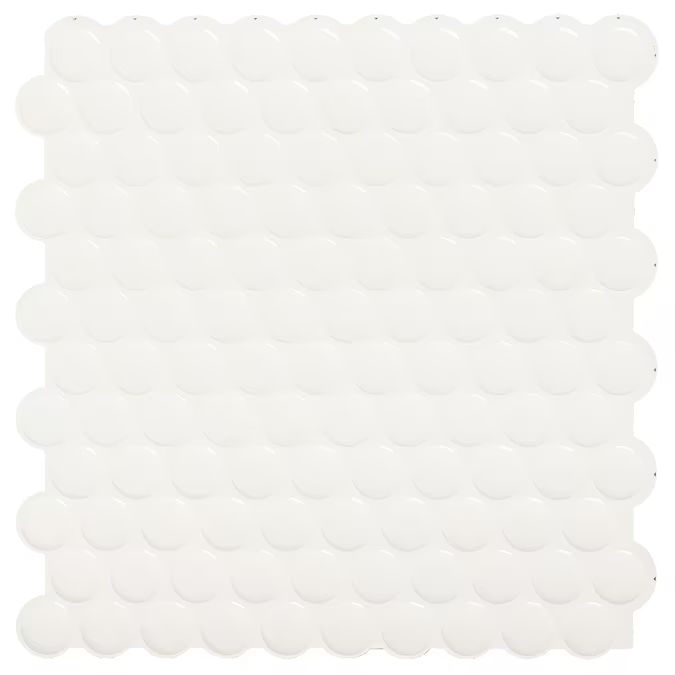 Smart Tiles Peel and Stick Backsplash Penny Romy 4-Pack White 9-in x 9-in Glossy Resin Penny Roun... | Lowe's