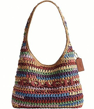 COACH Brooklyn 28 Multi Stripe Straw Shoulder Bag - Multi | Dillard's