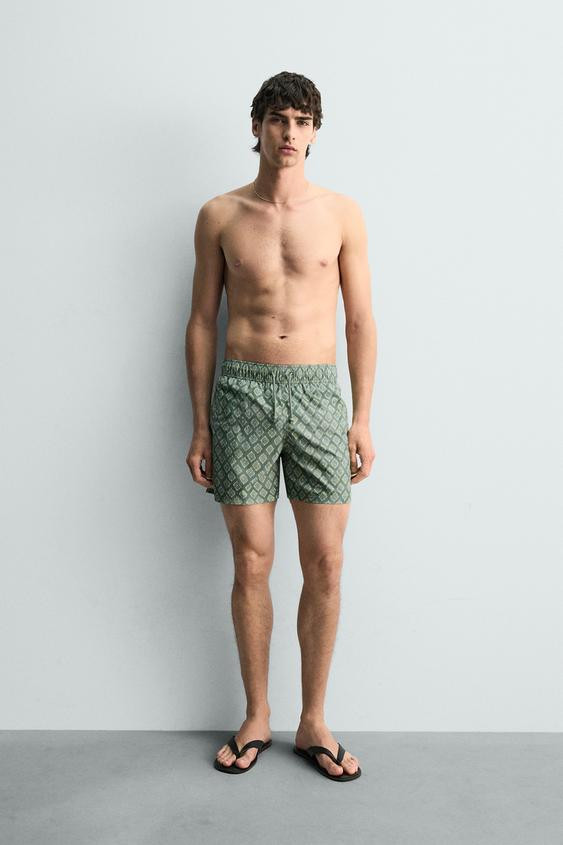 WASHED GEOMETRIC PRINT SWIMSUIT | Zara US